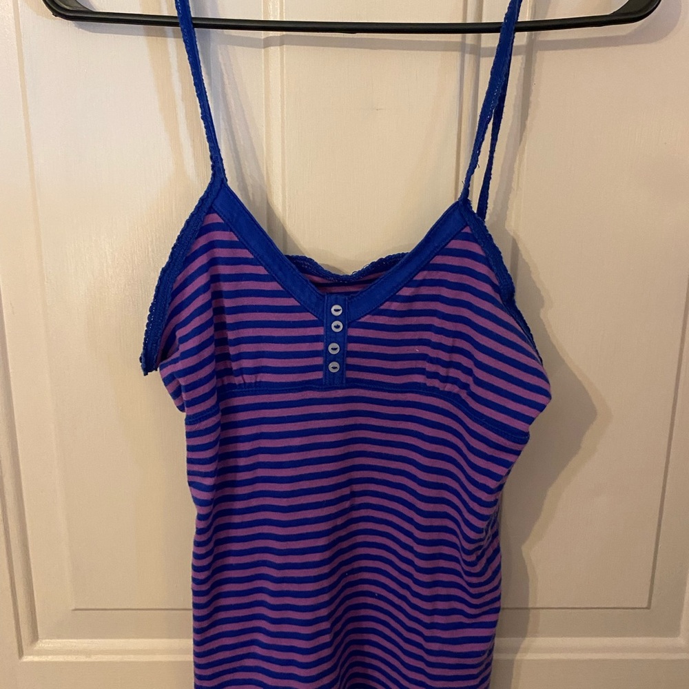 Piper & Blue 💯% cotton vintage Striped Purple & Blue Spaghetti Strap Tank